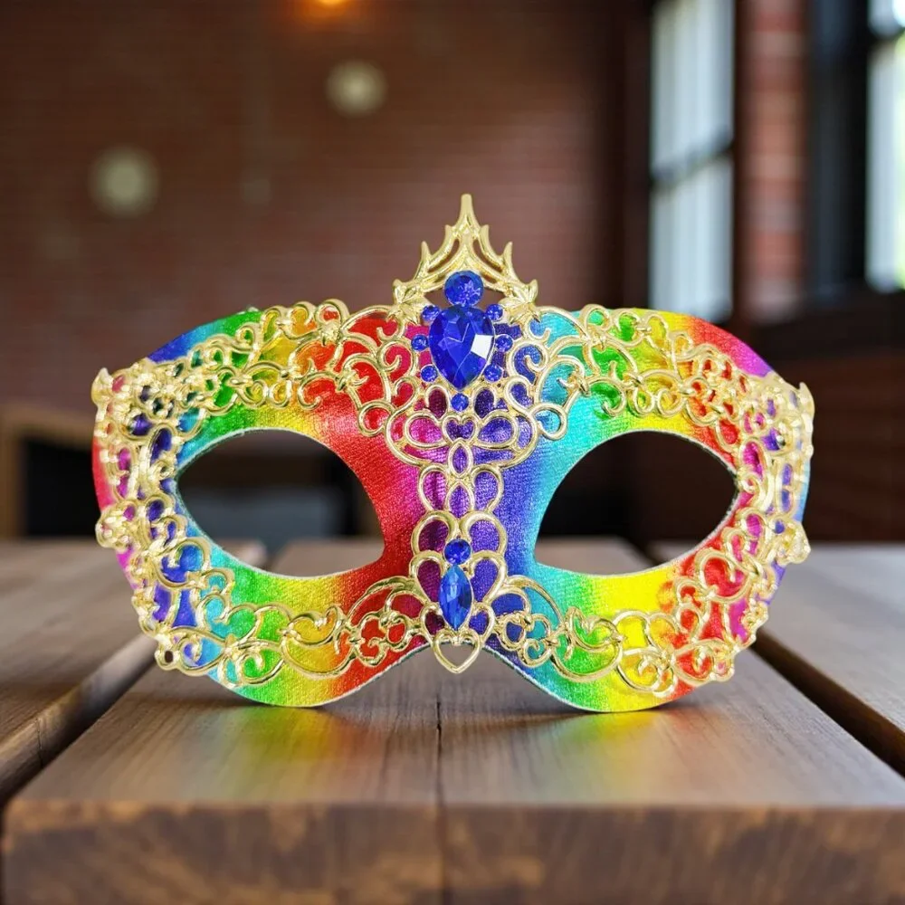 Rainbow masquerade mask, cosplay mask, Halloween mask, Venetian mask, Prom mask